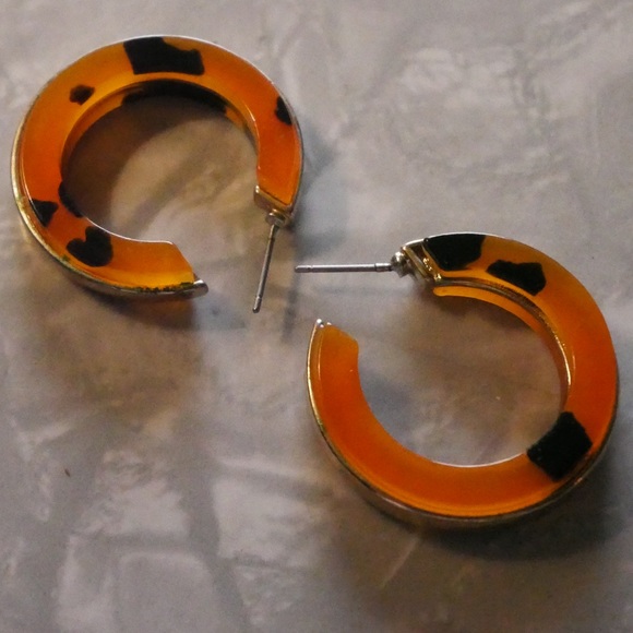 Tortoise shell midi hoop earrings - Picture 1 of 1